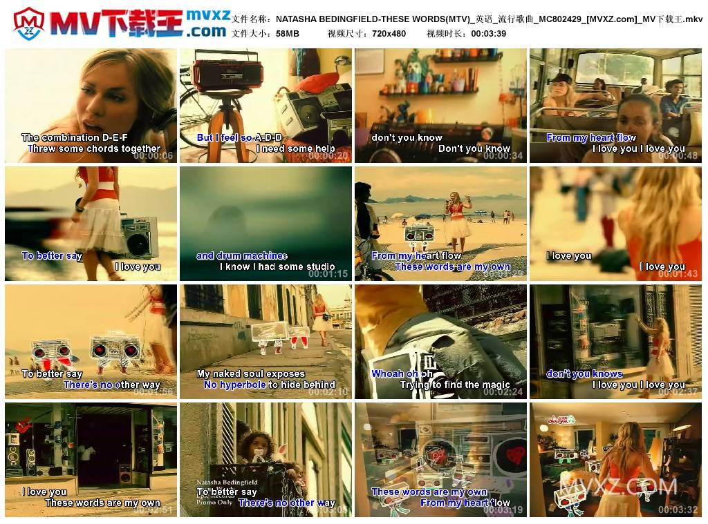 NATASHA BEDINGFIELD-THESE WORDS(MTV)_英语_流行歌曲_MC802429